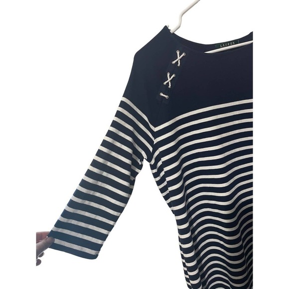 RALPH Lauren Nautical Navy & White Striped 100% Cotton Dress - Picture 3 of 6